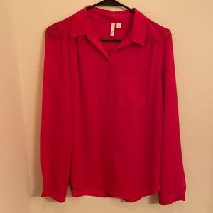 Red Anthropologie button down.